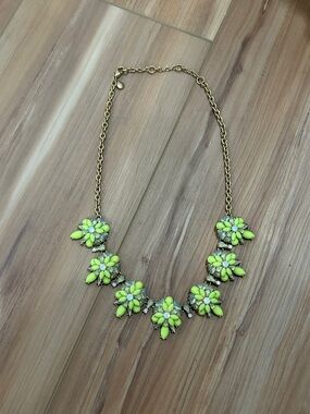 Floral Cluster Statement Necklace in Lime Green - Women Jewelry